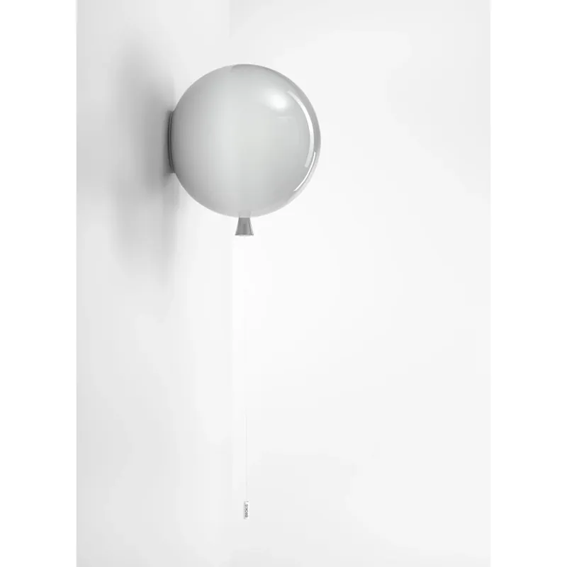 Značkový Brokis Memory, nástěnný svítící balonek ze šedého skla, 1x15W E27, prům. 30cm