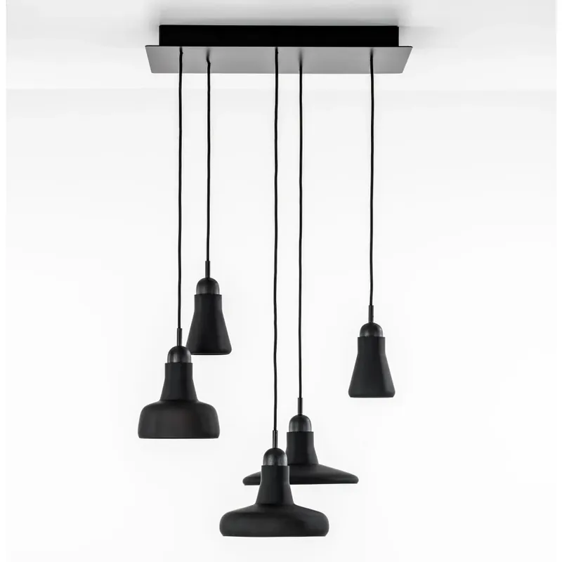 Nízká Cena Brokis Shadows set rectangular small, závěsné svítidlo z foukaného skla, matné černé sklo/černý dub/černý kabel, 5x5W LED, 60x36cm