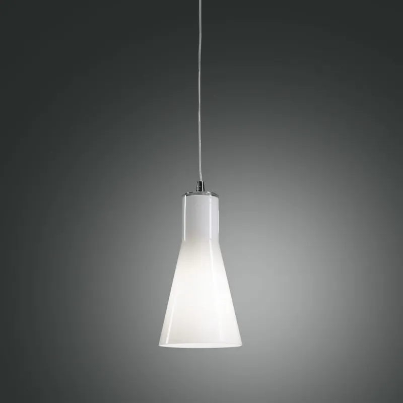 Fabas Diana, závěsné svítidlo, 1x75W, bílé stínítko, prům. 14cm Autentický