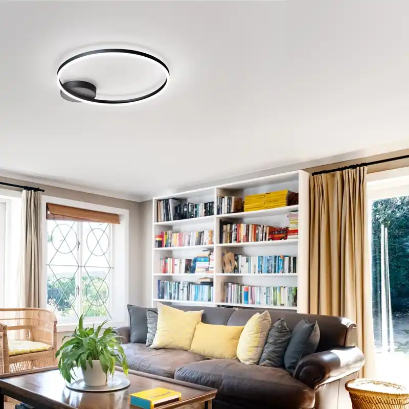 Cenová Bomba Fabas Giotto, kruhové svítidlo pro přisazení, 36W LED 3000K, černá, prům. 60cm