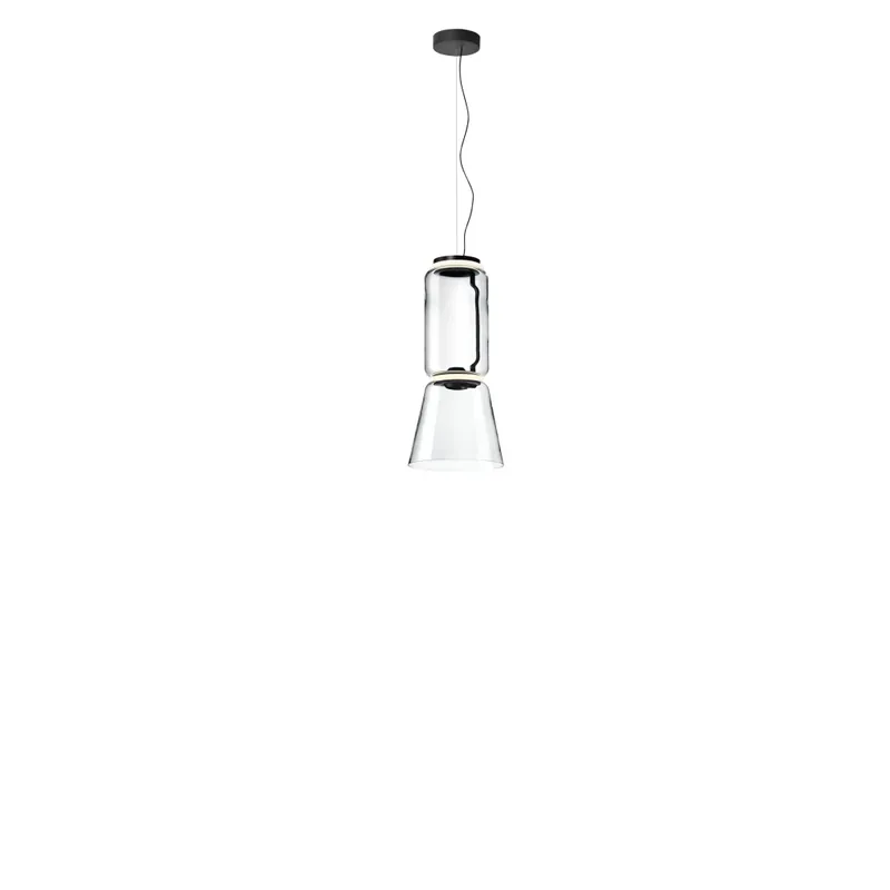 Flos Noctambule S1 Low Cylinder and Cone, závěsné svítidlo ze skla, 2x9W + 1x18W LED 2700K, výška 82cm Nízká Cena
