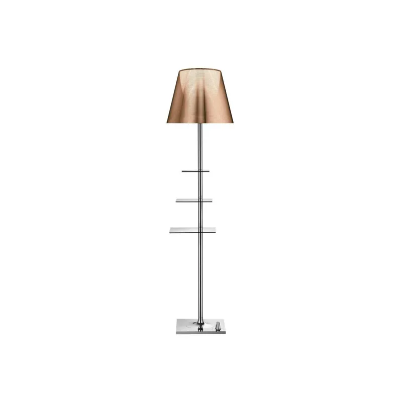 Zlevněný Flos Bibliotheque Nationale, stojací lampa s difusorem aluminizovaným bronzem, design Philippe Starck, 1x150W E27, 150cm