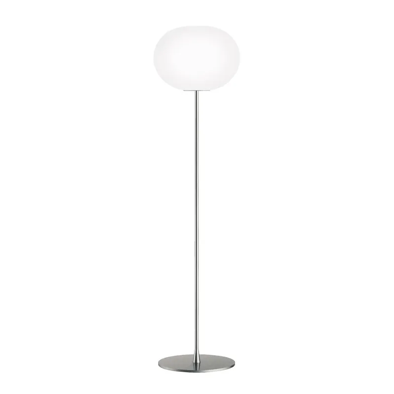 Přímo Od Výrobce Flos Glo-Ball F3, stojací lampa z triplexového skla se stmívačem, stříbrná, 1x150W E27, výška 185cm