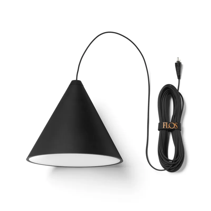 Nejlepší Volba Flos String Light Cone head, svítidlo s 22m dlouhým kabelem, 21W LED 2700K, dotykové ovládání + bluetooth, černá, prům. 19cm