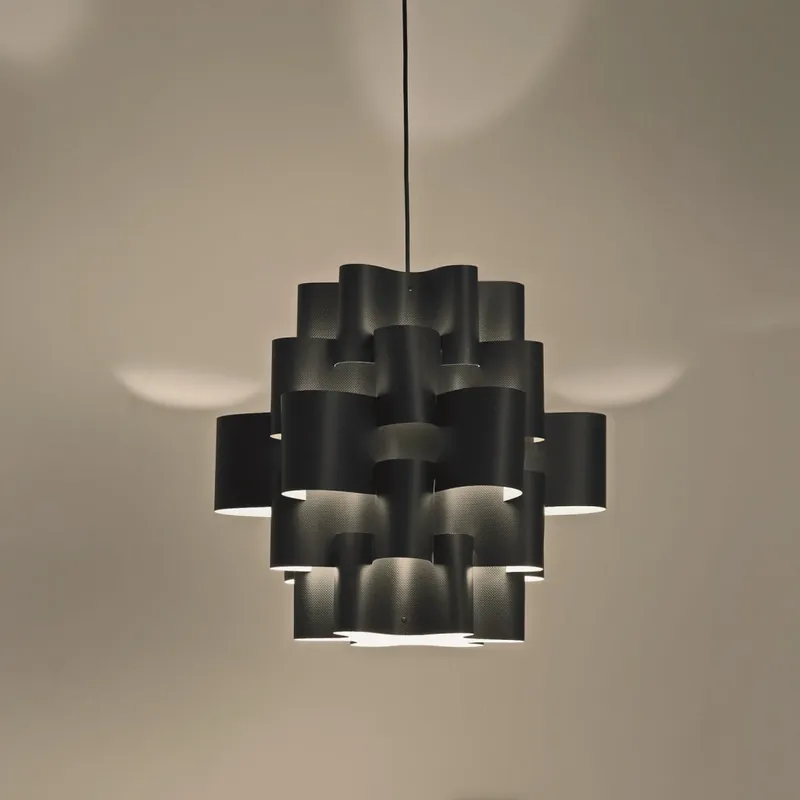 Cenová Bomba Quadrifoglio Group Sun, designové svítidlo z černého textilu, 1x16W LED E27, průměr 50cm