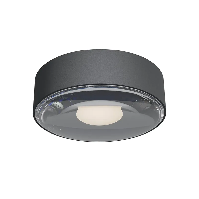 Redo Log, tamvě šedé venkovní stropní svítidlo LED 6W 3000K, průměr 10,7cm, IP65 Horká Nabídka