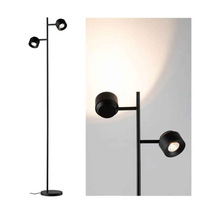 Akční Nabídka Paulmann Puric Pane, moderní stojací lampa s nastavitelnými reflektory, 2x6,5 LED 2700K tříkrokové stmívání, výška 145cm