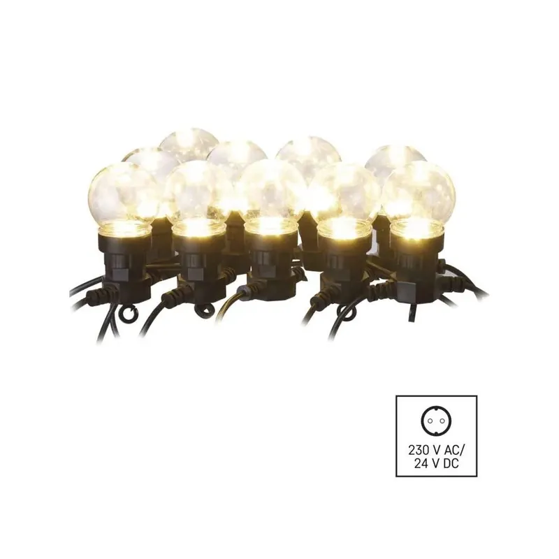 LED světelný párty/vánoční řetěz 10x koulička čirá, 5 m, venkovní i vnitřní, teplá bílá Cenově Výhodný