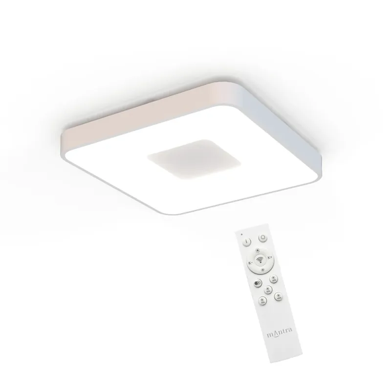 Mantra Coin Square, bílé stropní svítidlo s dálkovým ovladačem LED 80W 2700K-5000K, 44x44cm Horká Nabídka