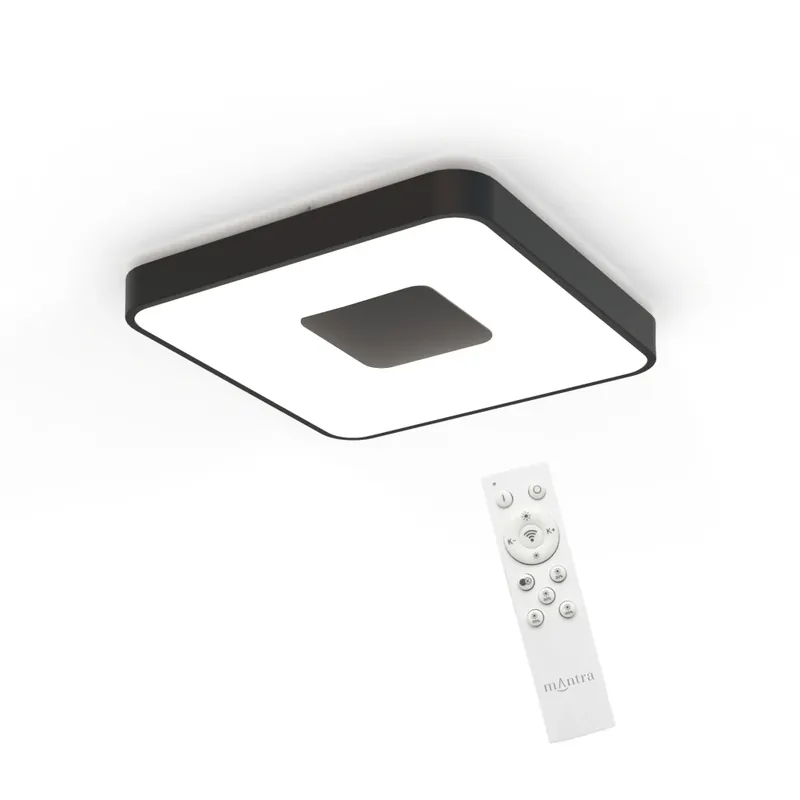 Mantra Coin Square, černé stropní svítidlo s dálkovým ovladačem LED 80W 2700K-5000K, 44x44cm Omezená Nabídka