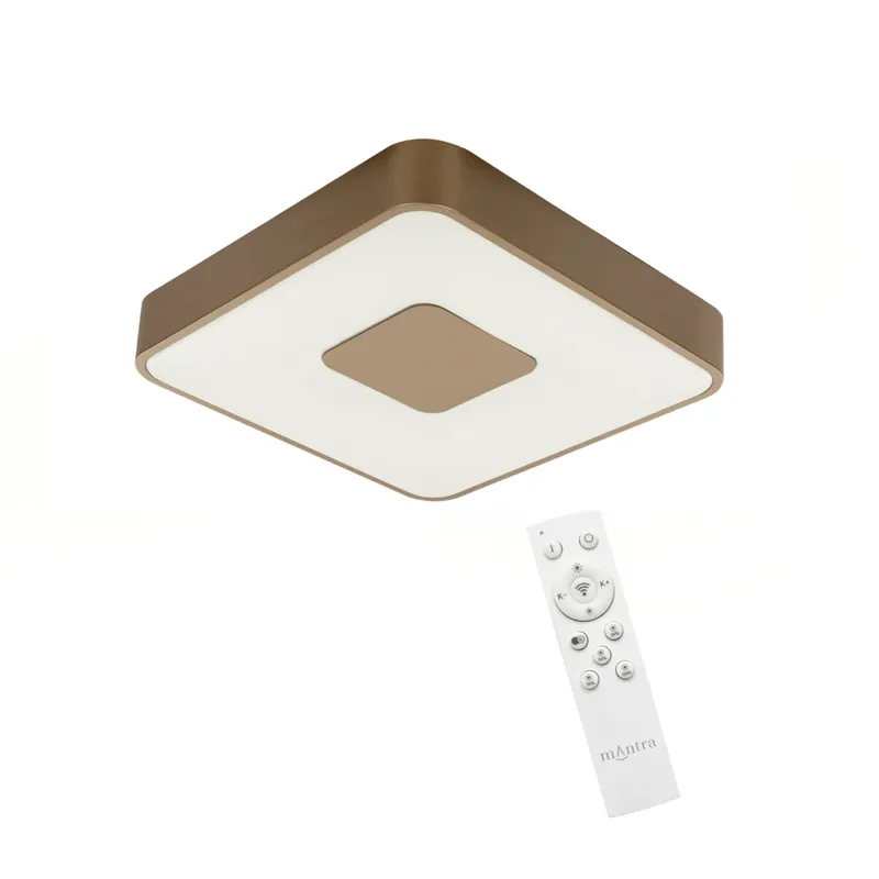 Vysoce Kvalitní Mantra Coin Square, zlatohnědé stropní svítidlo s dálkovým ovladačem LED 80W 2700K-5000K, 44x44cm