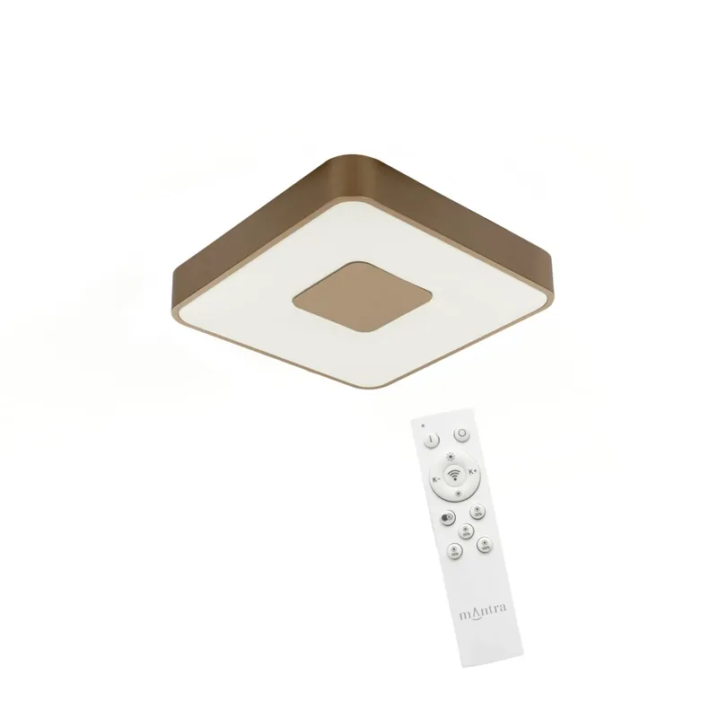 Vysoce Kvalitní Mantra Coin Square, zlatohědé stropní svítidlo s dálkovým ovladačem LED 56W 2700K-5000K, 34x34cm