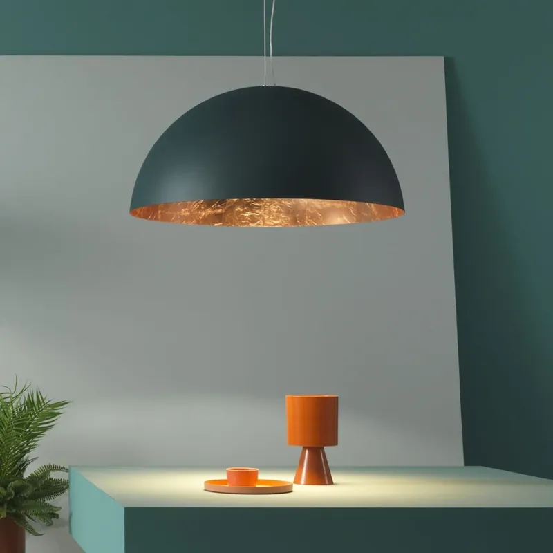 Zava Amedeo, ikonické italské svítidlo 1xE27, černé s měděnou fólií, průměr 80cm Bezpečná Platba