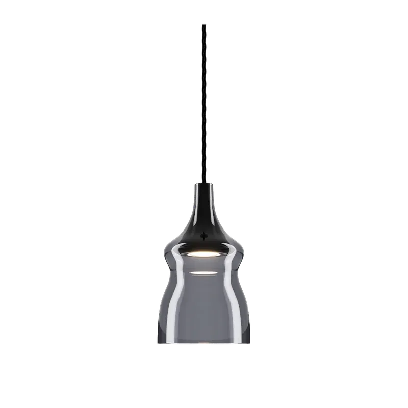 Lodes Nostalgia small glossy smoke, kouřové sklo/černý závěs, 11W LED 2700K, prům. 12,5cm Super Cena