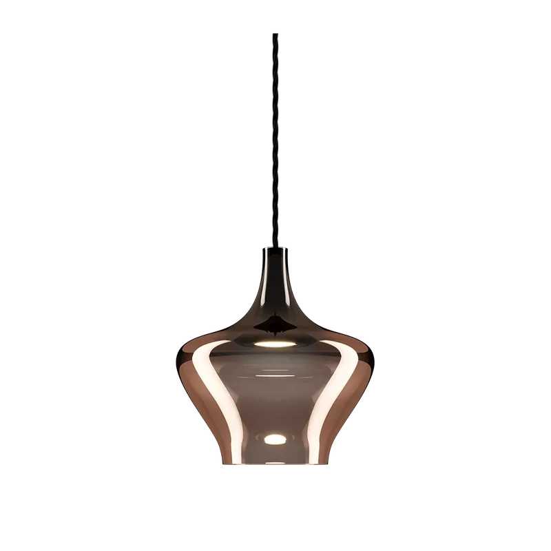 Finální Výprodej Lodes Nostalgia medium glossy bronze, bronzové sklo/černý závěs, 11W LED 2700K, prům. 20cm