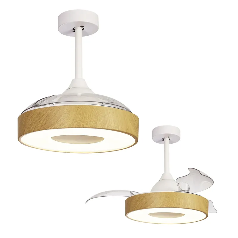 Mantra Coin Mini, rozvinovací ventilátor se svítidlem a dálk. ovladačem, LED 45W 2700-5000K, dřevěná, průměr 43/90cm Nová Kolekce