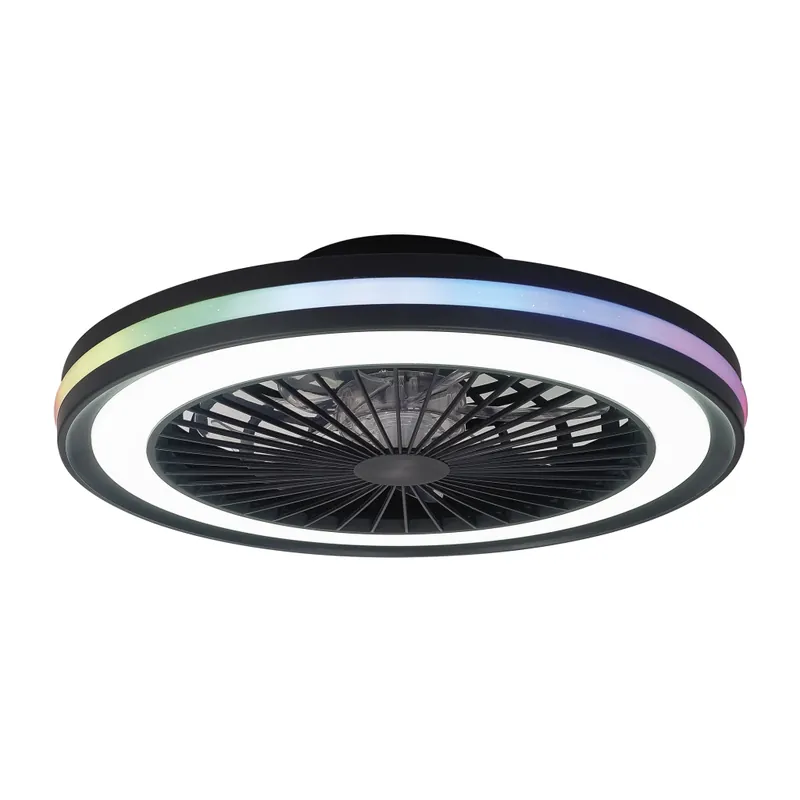 Mantra Gamer, ventilátor se svítidlem LED 40W RGBW, dálkový ovladač, černá, průměr 46,6cm Cenový Hit