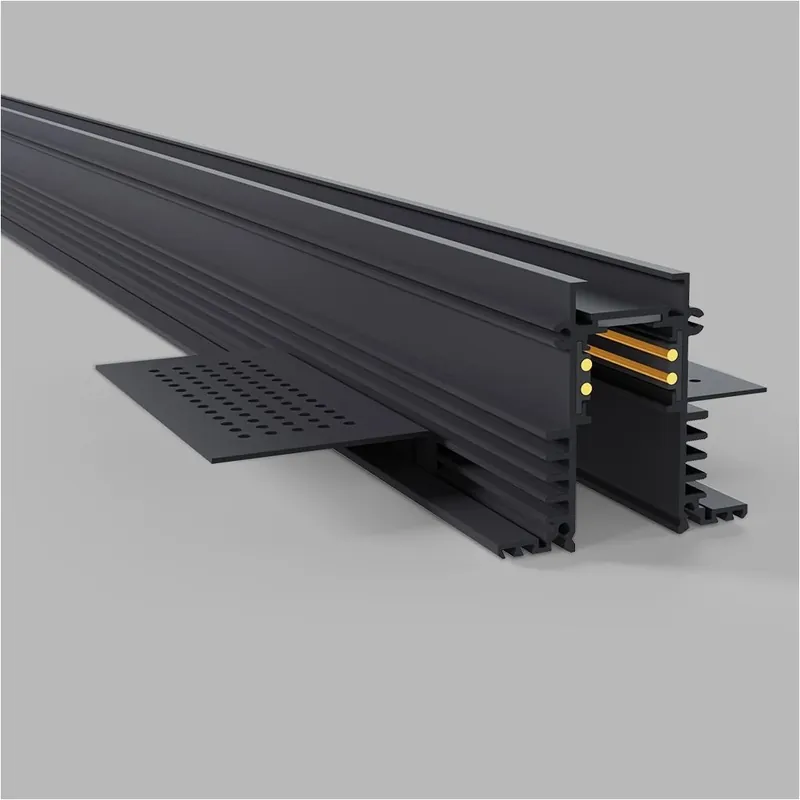 Aktuální LED2 Mag track 48V, černá zapuštěná kolejnice pro magnetický systém, DALI, 200cm