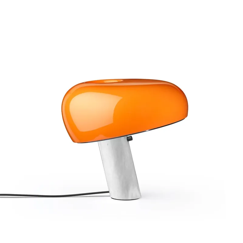 Nízká Cena Flos Snoopy, designová stolní lampa se stmívačem v kombinaci oranžové a mramoru, 1x150W E27, výška 36,9cm
