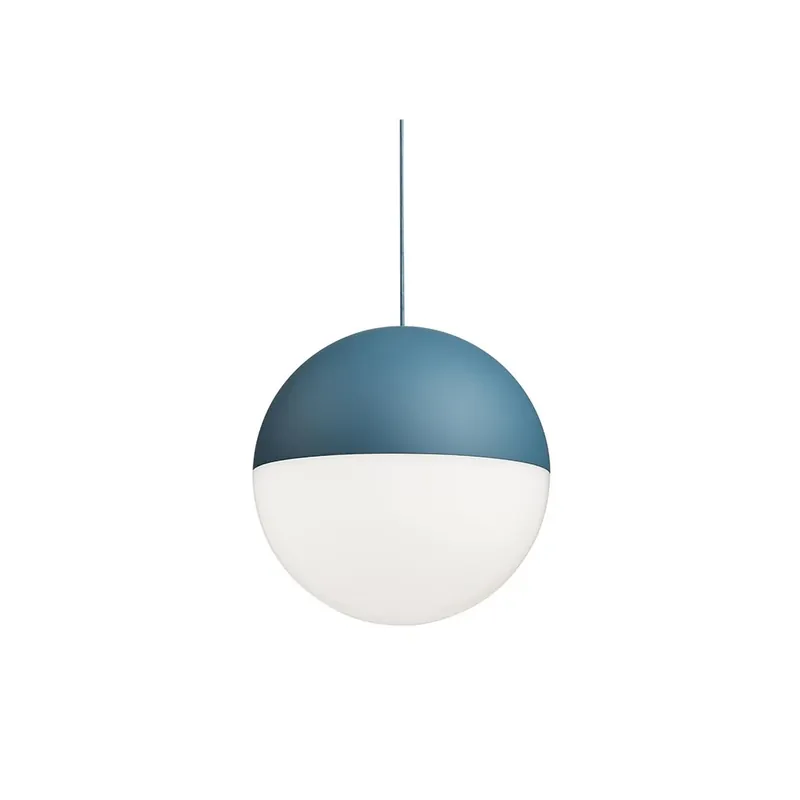 Flos String Light Sphere head, svítidlo s 12m dlouhým kabelem, 21W LED 2700K, dotykové ovládání + bluetooth, modrá, prům. 19cm Cenový Hit