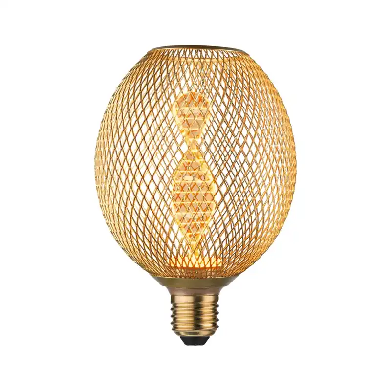 Víkendová Akce Paulmann Zyl Helix, mosazná dekorativní drátěná žárovka E27 3,5W 1800K, průměr 11cm