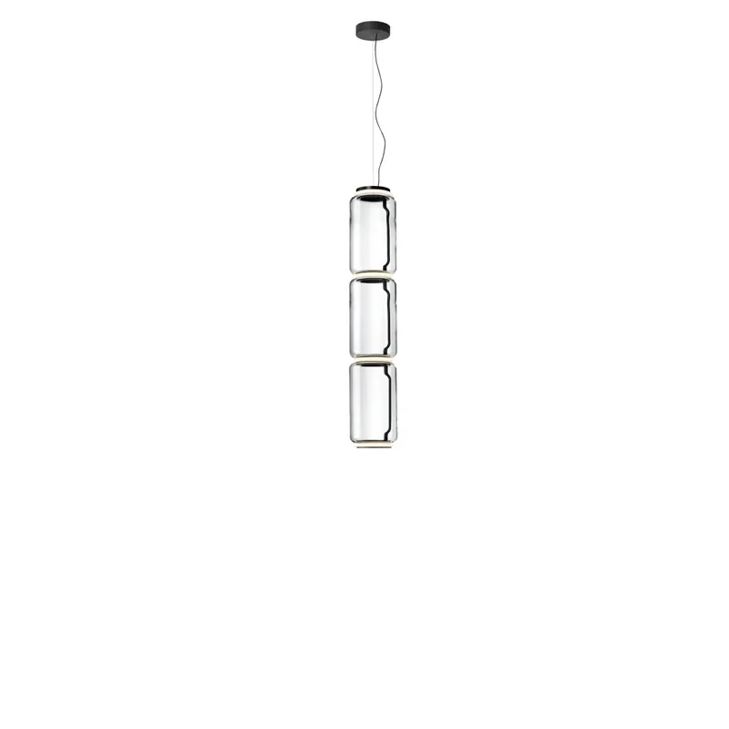 Dokud Zásoby Vydrží Flos Noctambule S3 Low Cylinders, závěsné svítidlo ze skla, 4x9W LED 2700K, výška 139cm