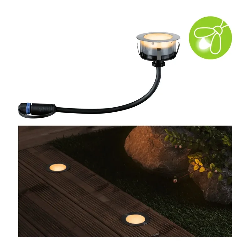 Paulmann Plug&Shine Floor, zápustné svítidlo do terasy 2W LED 2200K, stříbrná, prům. 7cm, IP67 Ihned K Objednání