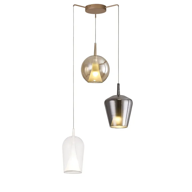 Rychlé Dodání Mantra Elsa, závěsné svítidlo se třemi závěsy čirá/bronz/chrom 3xE27, průměr 57,1cm