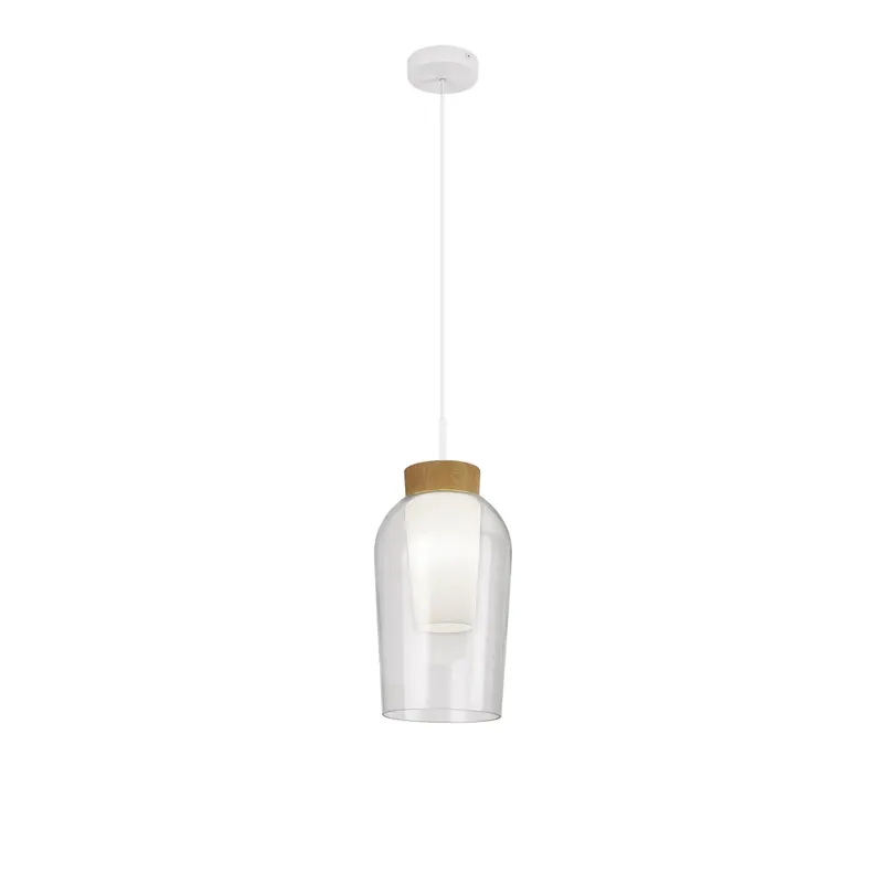 Mantra Nora, závěsné svítidlo 1xE27 čiré sklo/dřevo, průměr 18cm Odeslání Ihned