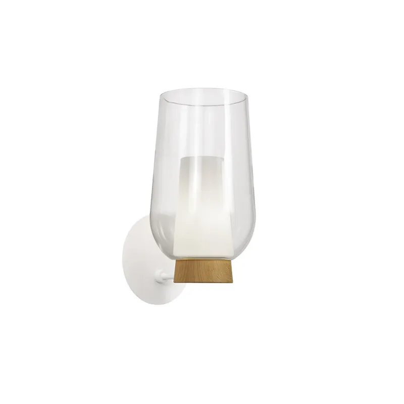 Mantra Nora, nástěnné svítidlo 1xE27 čiré sklo/dřevo, průměr 18cm Koupit Online