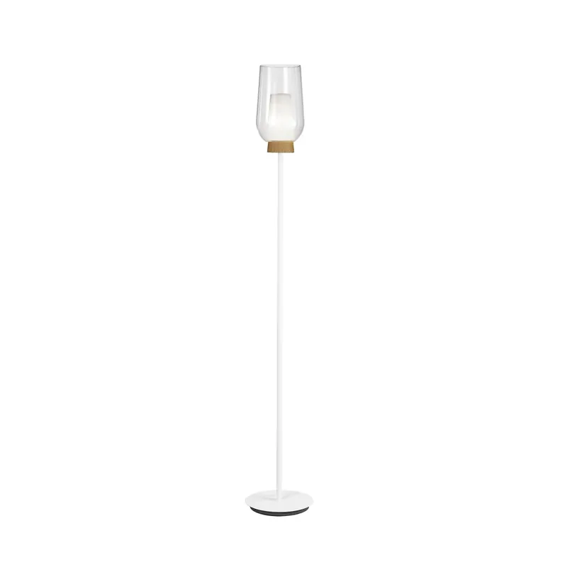 Mantra Nora, stojací lampa 1xE27 čiré sklo/dřevo, výška 165cm Must-Have