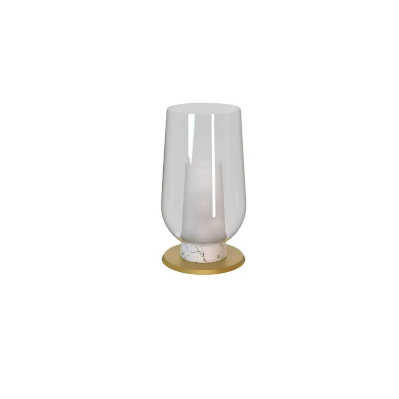 Sezónní Sleva Mantra Nora, stolní lampa 1xE27 čiré sklo/bílý mramor, průměr 18cm