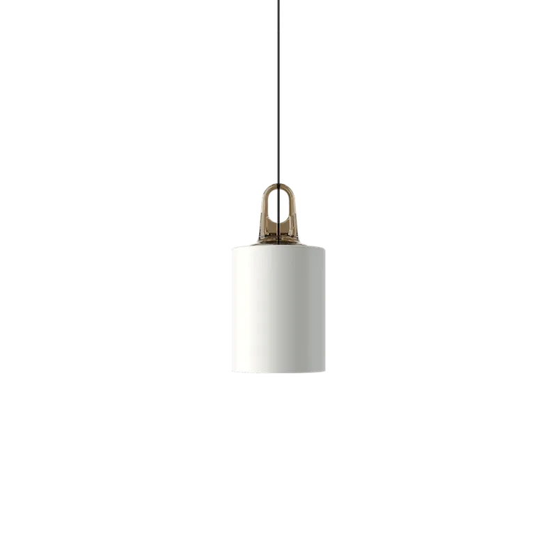 Akce Lodes Jim Cylinder cluster, bílé svítidlo se zlatým hákem, 1x25W LED E27, prům. 17,5cm