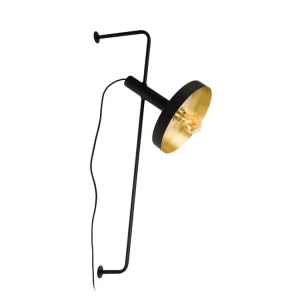 Must-Have FARO BARCELONA WHIZZ, NÁSTĚNNÁ LAMPA, ČERNÁ/ZLATÁ 1xE27