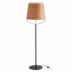 FARO BARCELONA STOOD, STOJACÍ LAMPA, ČERNÁ/DŘEVO 1xE27 Nejlepší Cena