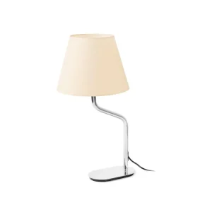 Cenový Hit FARO BARCELONA ETERNA, STOLNÍ LAMPA, CHROM/BÉŽOVÁ 1xE27