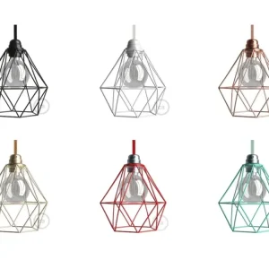 Objednat Nyní CREATIVE CABLES - Diamant Kovové klecové stínidlo (černá, bílá, červená, tyrkysová, měď, mosaz)
