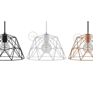 CREATIVE CABLES - Dome XL Kovové klecové stínidlo (černá, bílá, měď) Nová Kolekce