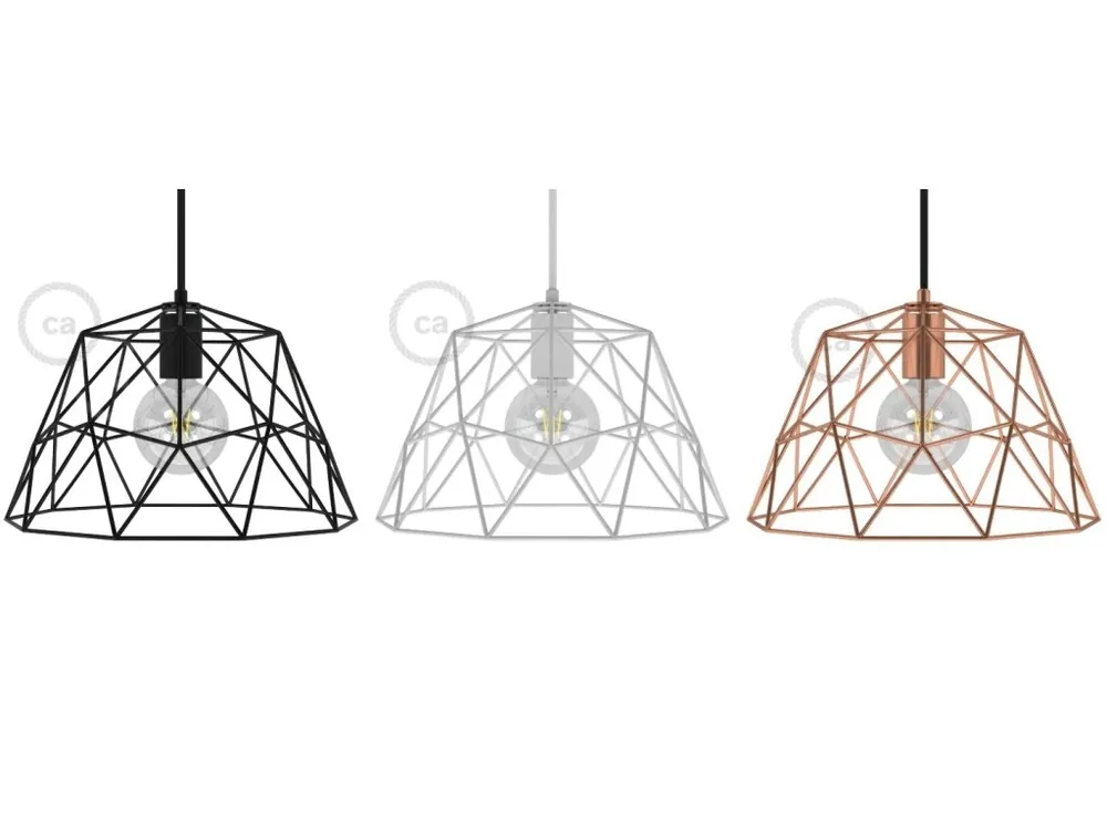 CREATIVE CABLES - Dome XL Kovové klecové stínidlo (černá, bílá, měď) Nová Kolekce