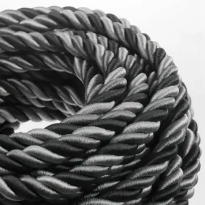 CREATIVE CABLES - 2XL Elektrický kabel 3x0,75 potažený hedvábní textilií Orleans, průměr 24 mm (černá/šedá) Tovární Cena