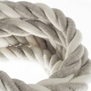 CREATIVE CABLES - 2XL Elektrický kabel 3x0,75 potažený bavlnou a lnem, průměr 24 mm (bílá/šedá) Levný