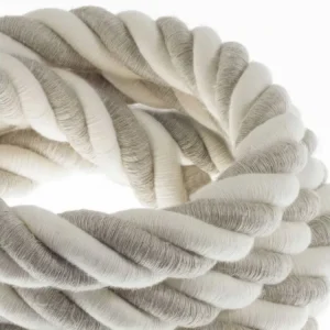 Akce CREATIVE CABLES - 3XL Elektrický kabel 3x0,75 potažený bavlnou a lnem, průměr 30 mm (bílá/šedá)
