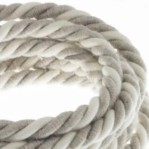 CREATIVE CABLES - XL Elektrický kabel 3x0,75 potažený bavlnou a lnem, průměr 16 mm (bílá/šedá) Hit Sezóny