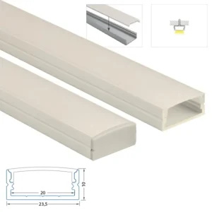 Expresní Doručení Přisazený hliníkový profil PF, 24x10 mm, včetně mléčného difuzoru, 1 m