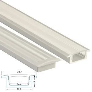 Hit Sezóny Vestavný hliníkový profil VO, 23x8 mm, včetně čirého difuzoru, 1 m