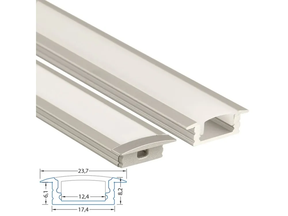 Vestavný hliníkový profil VS, 24x8 mm, včetně mléčného difuzoru, 1 m Aktuální