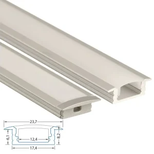 Rychlé Dodání Vestavný hliníkový profil VS, 24x8 mm, včetně matného difuzoru, 1 m