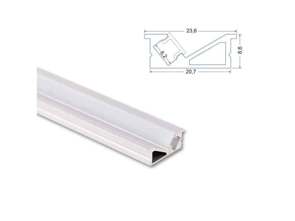 Vestavný hliníkový profil VE 24x10mm včetně mléčného difuzoru 1m Výprodej