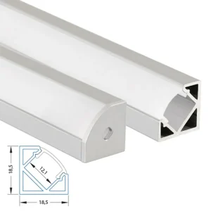 Rohový hliníkový profil RT, 19x19 mm, včetně mléčného difuzoru, 1 m Super Cena