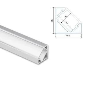 Rohový hliníkový profil RJ, 19x19mm, včetně čirého difuzoru, 1m Víkendová Akce